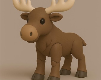 Archivo STL de modelo 3D de alce / Lindo animal del bosque / Descarga digital para impresión 3D