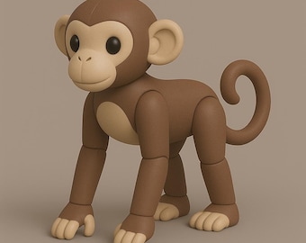 3D Printable Monkey STL File | Safari Primate Figurine