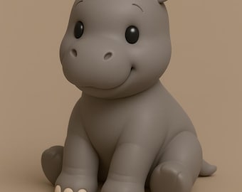 3D druckbare Baby Nilpferd STL Datei: Safari Tier Figur