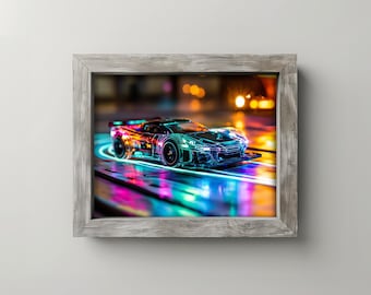 Arte di auto RC cyberpunk - Giocattolo da corsa al neon stampabile (download digitale)