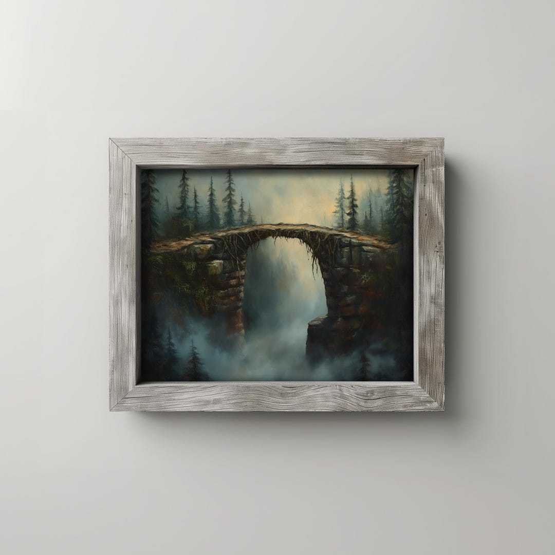 Printable Moody Tree Root Bridge Art - Dark Fantasy Forest Landscape ...