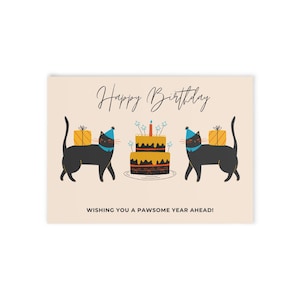 Cute Cat Birthday Cards, Fun Holiday Greetings, Black Cat Party Invitations, Whimsical Cat Cards, Pawsome Birthday Wishes