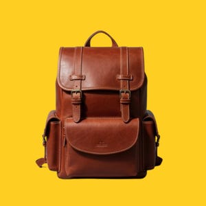 Handmade Pure Brown Leather Backpack - Personalized Full Grain Leather Laptop Bag - Leather Travel Bag For Men & Woman - Minimalist Backpack