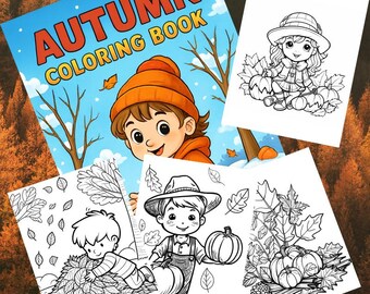 子供向け秋の塗り絵：秋をテーマにしたイラスト