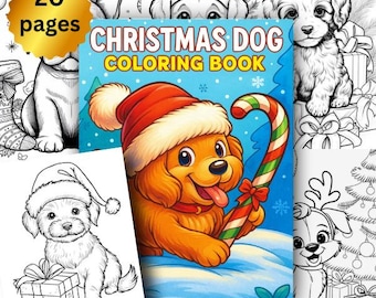 Christmas Dog Coloring Book –20 Festive Puppy Coloring pages for Kids & Adults