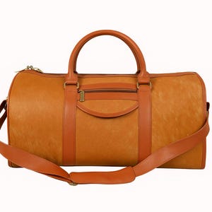 Handmade Leather Duffel Bag: Travel Weekender with Shoulder Strap