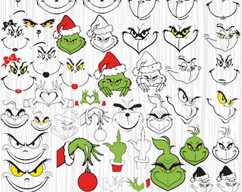 Grinch SVG Bundle, Face & Hand Cut Files, Merry Grinchmas Cricut Design (Digital Download)