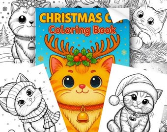 Libro para colorear de gatos navideños: 20 divertidas páginas para colorear de gatitos navideños para niños y adultos