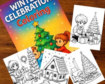Winter Celebration Coloring Book for Kids Festive Holiday Activity Pages by ZeecrafterStore