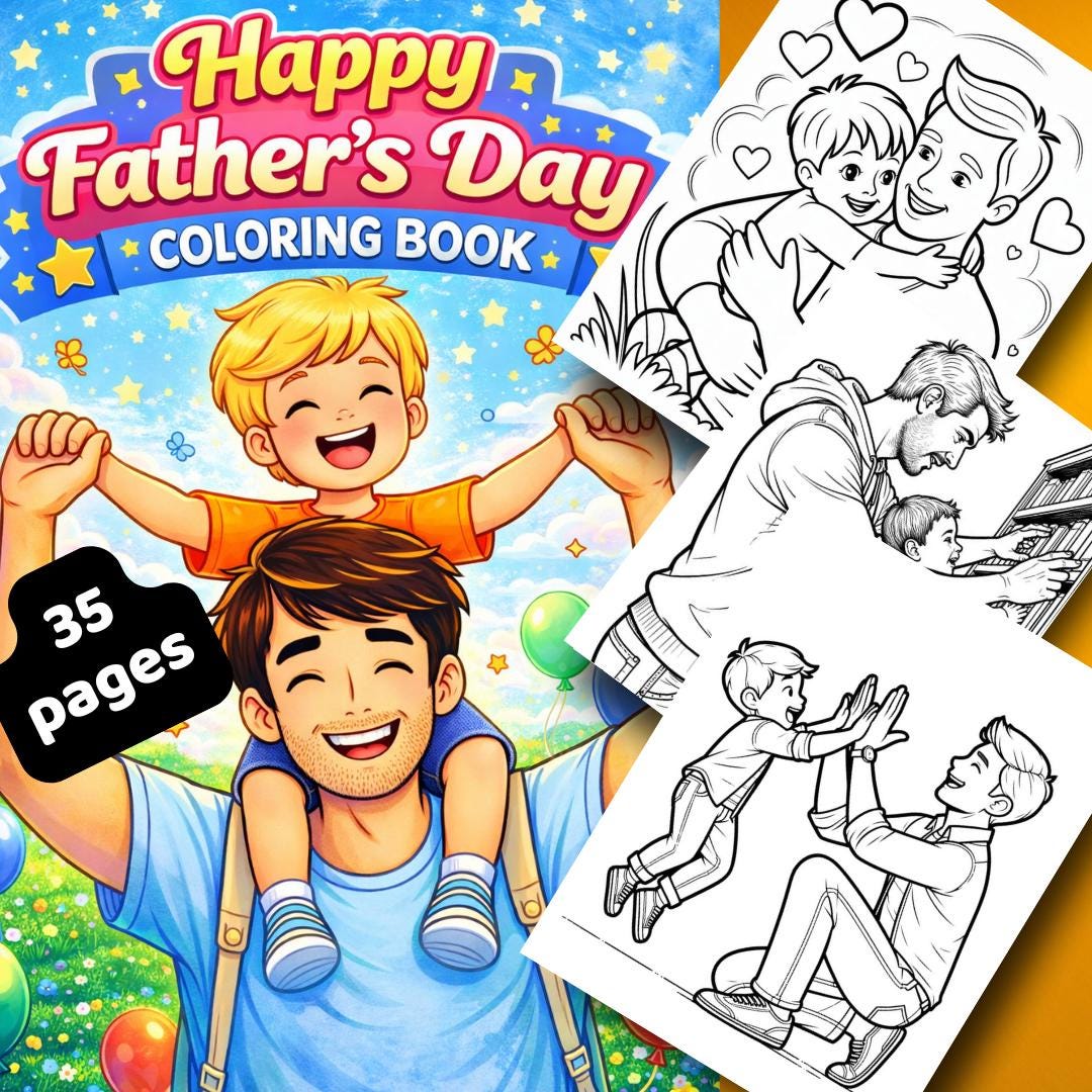 Happy Father’s Day Coloring Book: 35 Pages Printable Activity Pages for ...