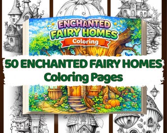 妖精の家の塗り絵：50の魔法の家、ファンタジーアート