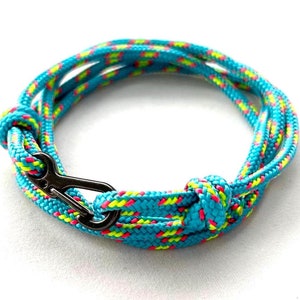 Paracord rope bracelet adjustable with mini carabiner surf beach for men women Banff National Park inspired  blue green minimalistic