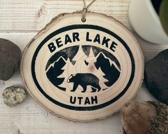 Bear Lake ornament Utah personalized hand painted Airbnb rental home gift