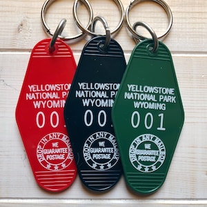 Yellowstone National Park hotel motel hot pressed vintage inspired key fob tag keychain