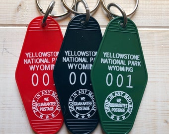 Yellowstone National Park hotel motel hot pressed vintage inspired key fob tag keychain