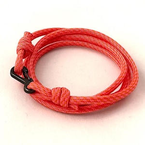 Orange Pink Paracord Bracelet: Adjustable Boho Surfer Style