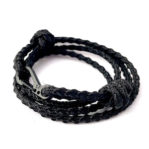 Surf minimalist black spiral climbing rope bracelet adjustable carabiner bracelet beach sail men women
