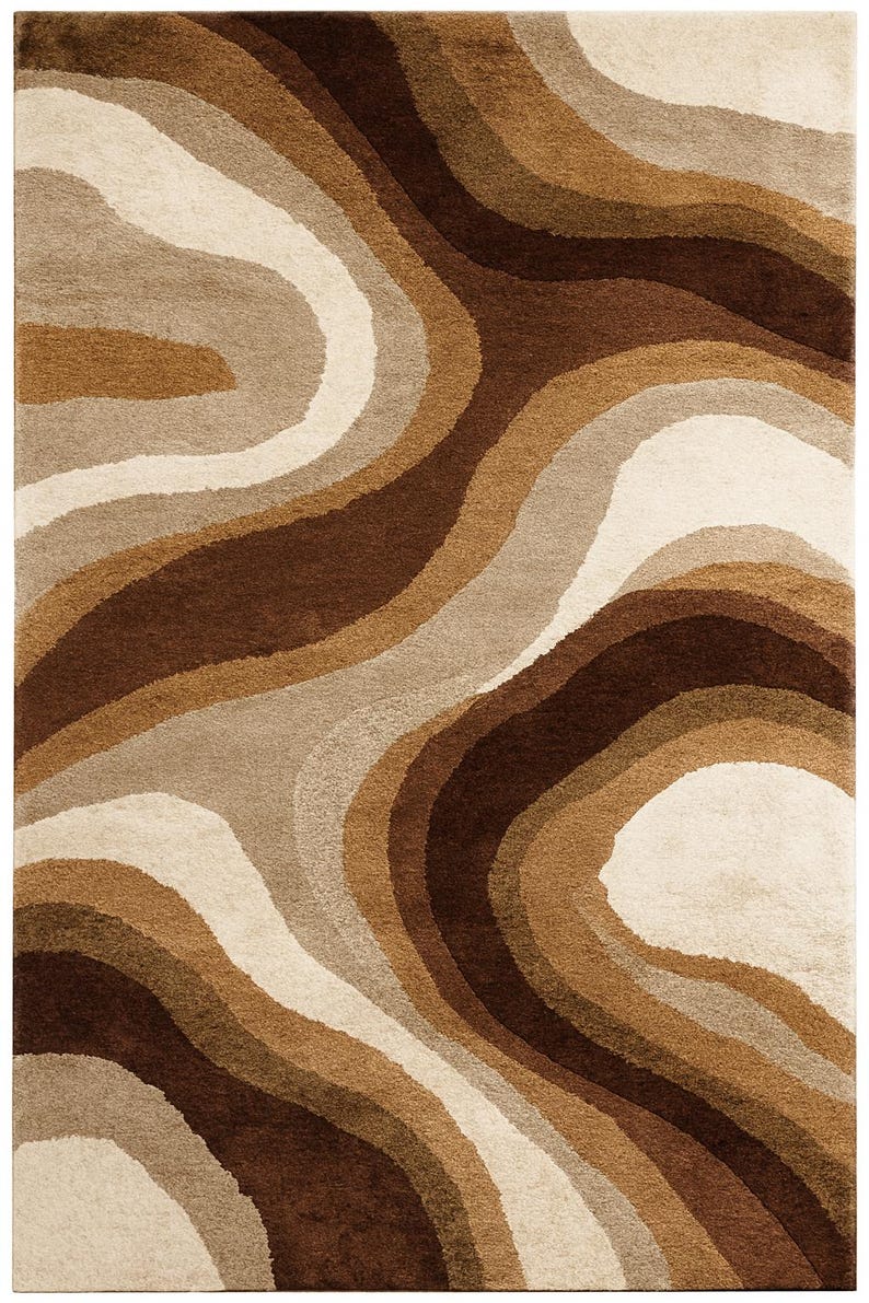 Moevment Rugs Hand-tufted Waveform Wool Rug – Earth-toned Abstract Design - Etsy