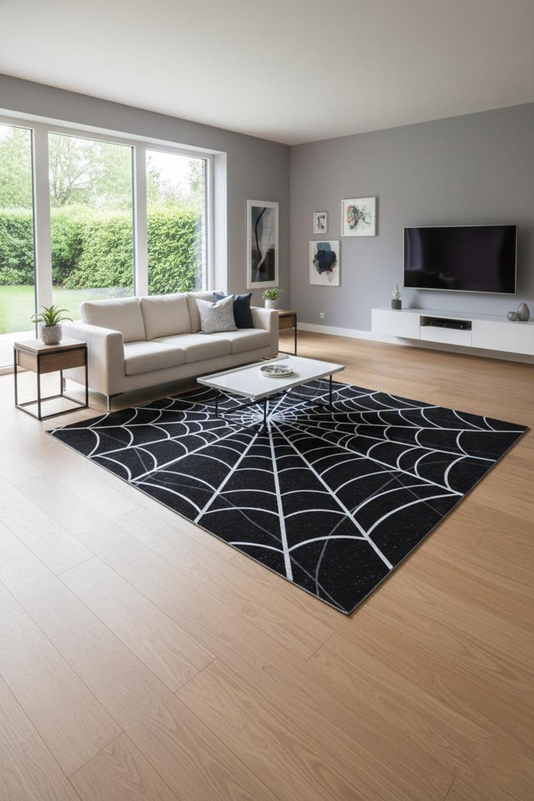 Vortex Spider Web Rug Abstract Spider Web Wool Rug – Gothic Halloween Decor, Edgy Living Room ...