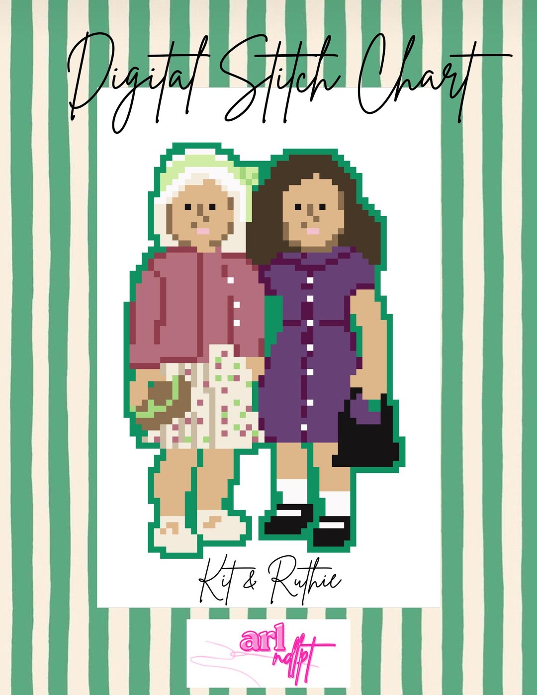 Kit and Ruthie American Girl Doll Needlepoint Digital Stitch Chart - Etsy