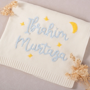 Hand-Embroidered Baby Blanket – Personalized Newborn Gift, Ultra-Soft and Unique