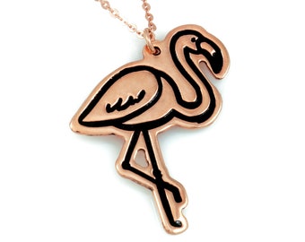 Flamingo Necklace in Rose Gold/Tropical Necklace/Flamingo Jewelry/Bird Jewelry/Wanderlust Gift/Travel Gift/Tropical Jewelry/Flamingo Silver