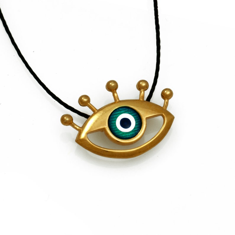 Iris Evil Eye Lashes Neklace/ Greek Evil Eye Jewelry/Greek Jewelry/Talisman Necklace/Amulet Charm/Enamel Jewel/Keepsake Charm/Greek design image 1