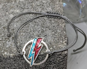 David Bowie Thunderbolt Bracelet Cord/Bolt Bracelet/Ziggy Stardust bracelet/Thunder Bracelet/Music jewelry/Lightening Bracelet/Aladdin Sane