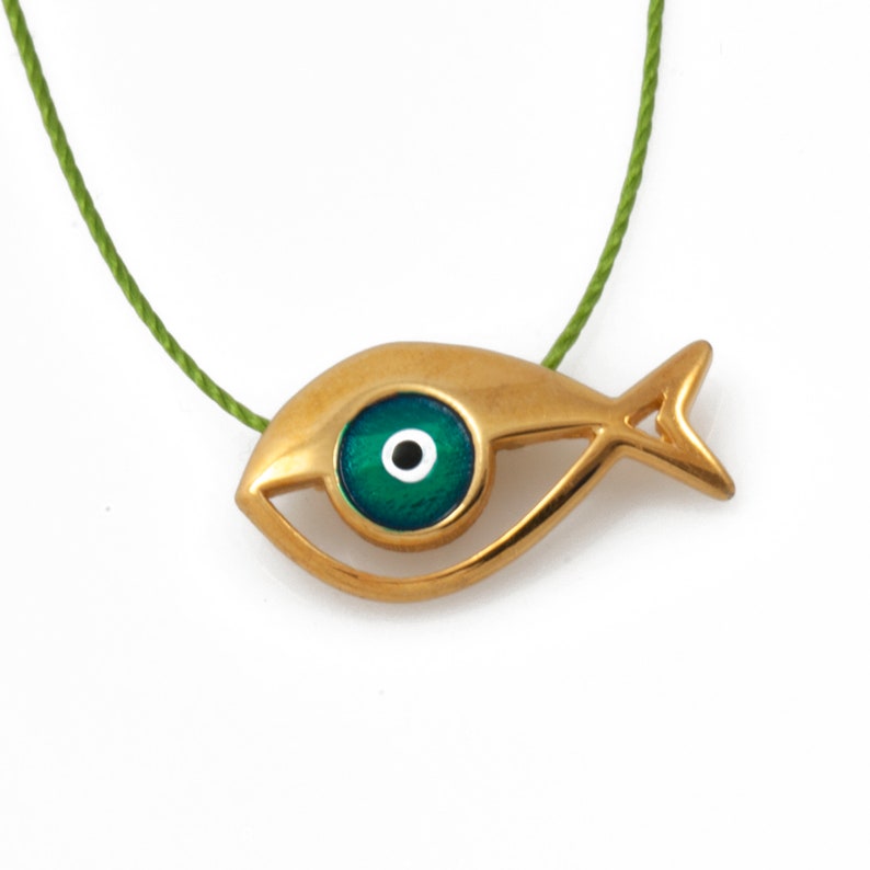 Iris Evil Eye Neklace Fish / Greek Evil Eye Jewelry / Greek Jewelry / Fish Necklace / Fish Charm / Enamel Jewelry / Keepsake Charm / Greek design souvenir image 2
