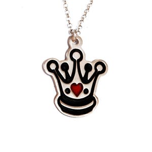 SALE 20 OFF% Silver Crown Necklace /Queen of Hearts Necklace/Royal Jewelry/Gift for Her/Royal Crown Necklace/Tiara Necklace/Cute image 1