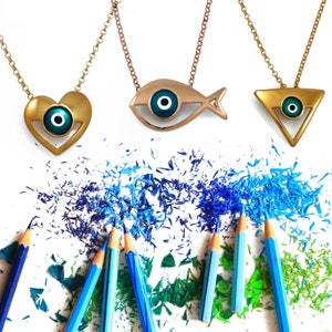 Iris Evil Eye Neklace Fish / Greek Evil Eye Jewelry / Greek Jewelry / Fish Necklace / Fish Charm / Enamel Jewelry / Keepsake Charm / Greek design souvenir image 4