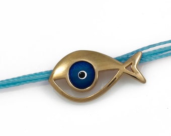 Iris Evil Eye Bracelet Fish/Greek Evil Eye Jewelry/Greek Jewelry/Fish Bracelet/Fish Charm/Enamel Jewel/Keepsake Charm/Greek design