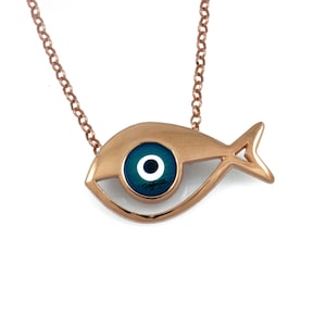 Iris Evil Eye Neklace Fish / Greek Evil Eye Jewelry / Greek Jewelry / Fish Necklace / Fish Charm / Enamel Jewelry / Keepsake Charm / Greek design souvenir image 1