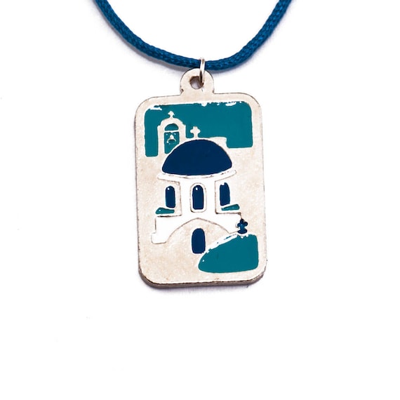 Santorini Church Necklace // Santorini Necklace/holiday Souvenir