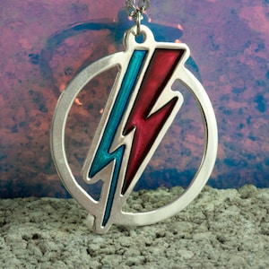 David Bowie Thunderbolt Necklace Medallion/Lightning Bolt Necklace/Ziggy Stardust Pendant/Thunder Necklace/Music jewellery/ Bowie jewelry