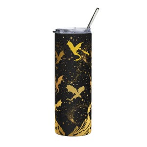 Dragon Wing Stainless Steel Tumbler, 20oz - Unique Gift for Fantasy Lovers, Metallic Dragon Lover Cup, Mythical Creature Tea Tumbler