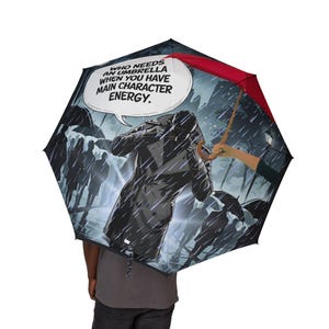 Main Character Energy! Semi-Automatic Foldable Umbrella: Rain Gear, Gift for Rainy Days, Fun Outdoor Accessory, Stylish Weather Protection