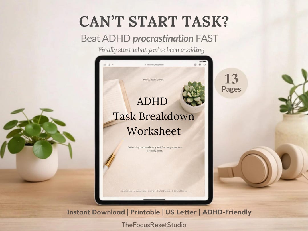 ADHD Task Breakdown Worksheet | Stop Procrastination, Overwhelm ...