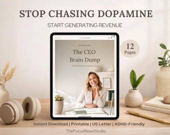 ADHD Business Planner Printable | CEO Brain Dump Worksheet | Stop Procrastination & Focus on Revenue Tasks | Entrepreneur Weekly Reset PDF