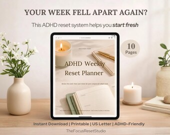 ADHD週間リセットプランナー｜実行機能障害のためのシンプルなシステム（デジタルダウンロード）