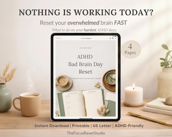 Folha de Atividades para Dias de Crise Cerebral com TDAH | Ajuda para Lidar com a Sobrecarga e a Falta de Energia (Download Digital)