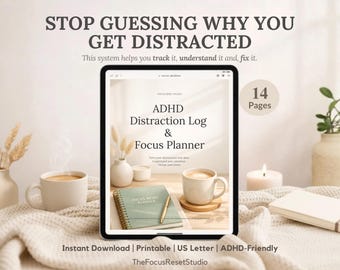 ADHD対策：集中力維持ログ、集中プランナー、生産性向上システム（PDFダウンロード）