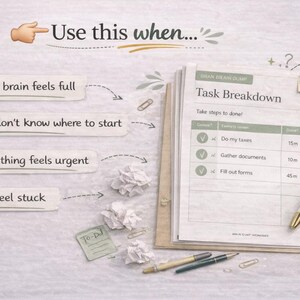 Hoja de trabajo para desglosar tareas en personas con TDAH / Cómo superar la procrastinación y el agobio (Descarga digital) imagen 8