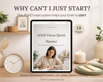 ADHDフォーカススプリントプランナー｜ADHD脳のための生産性向上ツール（デジタルダウンロード）