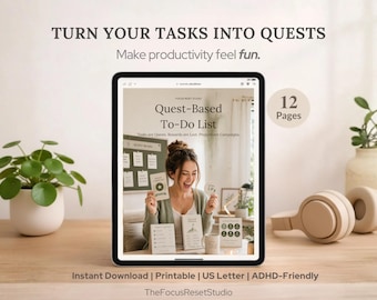 ADHD Gamified To Do List Printable | Quest Based Productivity Planner | Stop Procrastination & Build Motivation | Dopamine Reward System PDF