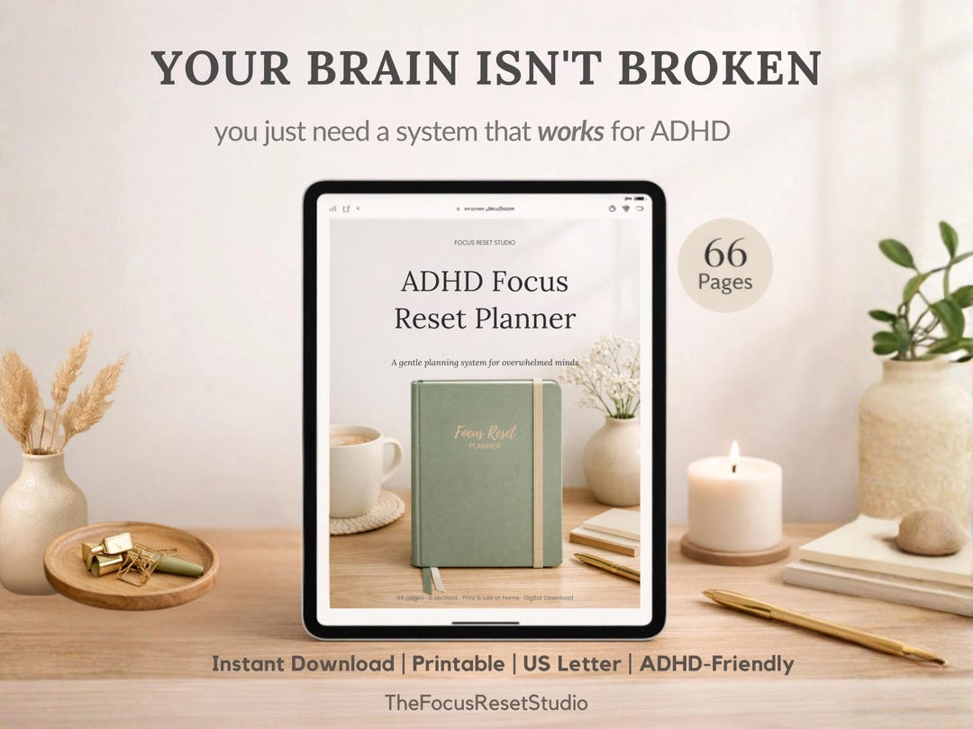ADHD Focus Reset Planner | Executive Function System, Daily, Weekly ...