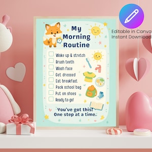 Kids Daily Routine Charts: Morning & Evening Checklist with Rewards (PDF Printable