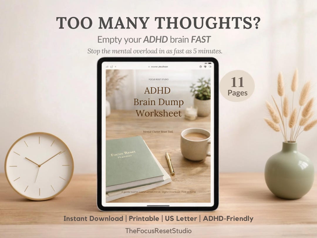 ADHD Brain Dump Worksheet | Clear Mental Overload Fast | Overwhelm ...