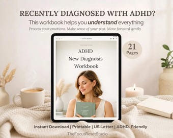 ADHD新規診断ワークブック｜成人期後期診断ガイド、振り返りプランナー（デジタルダウンロード）