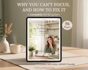 ADHD Executive Dysfunction Workbook | Focus System Planner for Professionals | Time Management, Decision Paralysis, Productivity Tools